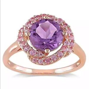 Miadori Pink Silver Amethyst & Pink Sapphire Ring